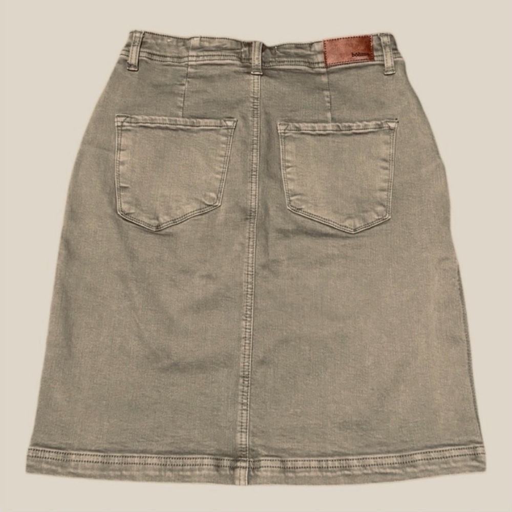 BOEME Olive Utility A-Line Skirt | Button Front Cargo Style | Casual Streetwear - Picture 3 of 10